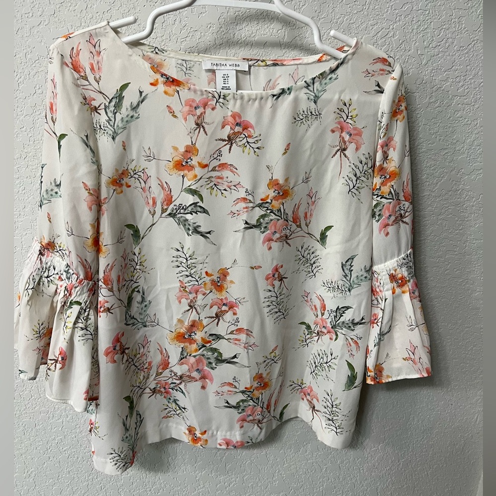 Tabitha Webb Floral Flutter Sleeve Blouse